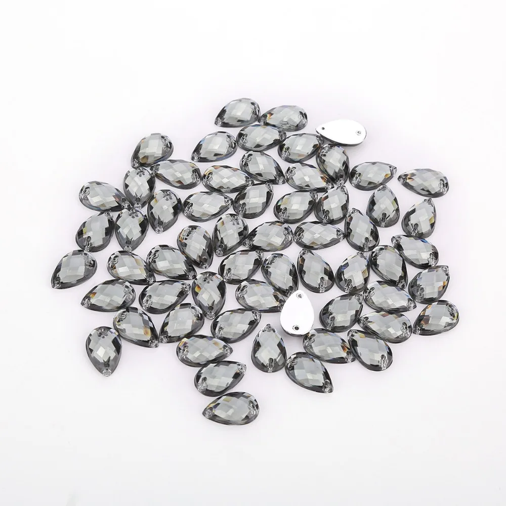 TPSMOC 8*13mm/10*14mm/13*18mm/18*25mm Water Drop Colorful Acrylic Sew On Rhinestone Flatback Crystal Beads For DIY Dress