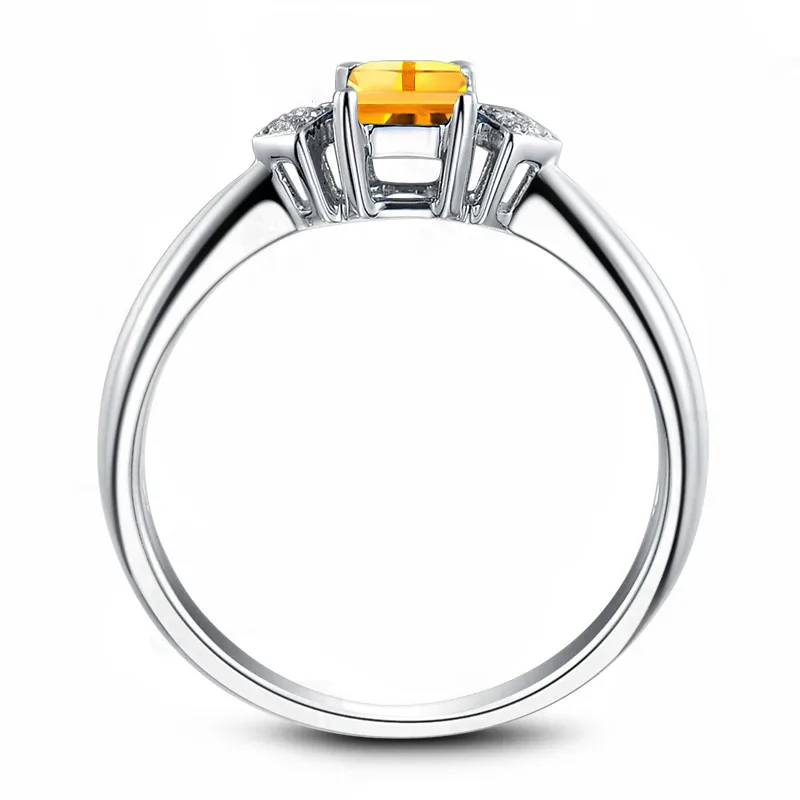 AINUOSHI натуральный цитрин квадратное кольцо 0.6ct принцесса драгоценный камень с огранкой кольцо из стерлингового серебра 925 обручальные ювелирные изделия Женское кольцо