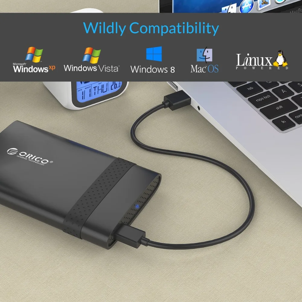 ORICO 2,5 дюймов HDD чехол USB3.0/type-C SSD корпус мобильный жесткий диск коробка USB3.0 ноутбук бесплатные инструменты HDD корпус для SSD/HDD