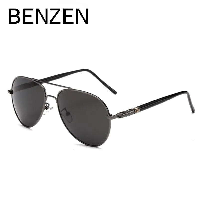 BENZEN, классические солнцезащитные очки пилота, мужские, фирменный дизайн, UV 400, поляризационные очки для вождения, Винтажные Солнцезащитные очки, черные, 9052 - Цвет линз: GUN GRAY