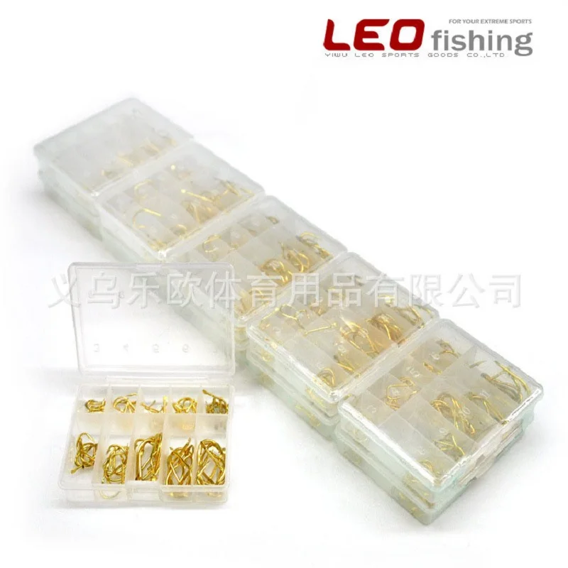 LEO 100 штук/кор. золотой рыболовный крючок для морской рыбалки рыболовная снасть