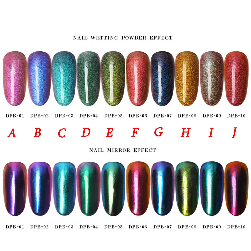 10 Цвета Glitter For блестящие, дизайн ногтей полимерных акриловых порошок расширение погружения Блеск порошок пыли для ногтей УФ порошок нейл-арта Ki