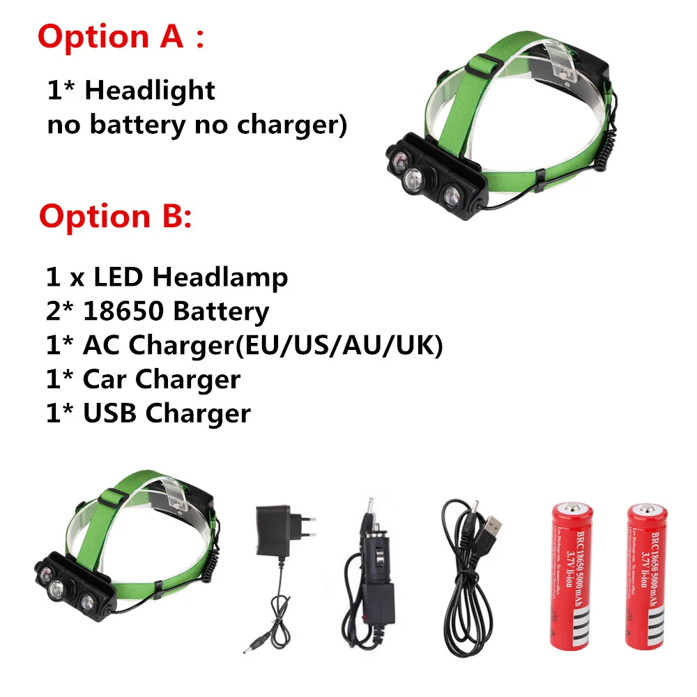 

Rechargeable 18650 CREE T6 headlamp 6000 Lumen Frontal Torch Powerful Led Light Headlights for Outdoor Hiking Camping Cycling
