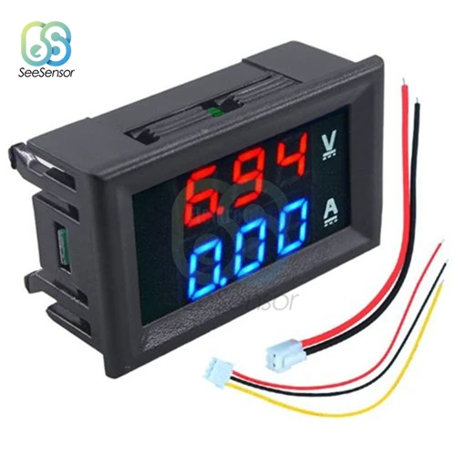 DC 100V 10A Мини цифровой вольтметр Амперметр двойной светодиодный дисплей цифровой измеритель напряжения тока тестер Калибр - Цвет: Red Blue