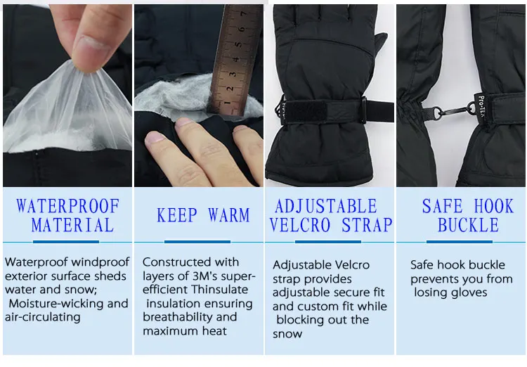 OZERO Winter Gloves Warm Ski Skiing Snowboard Motorcycle Riding Sports Windproof Waterproof Gloves For Woman 9011