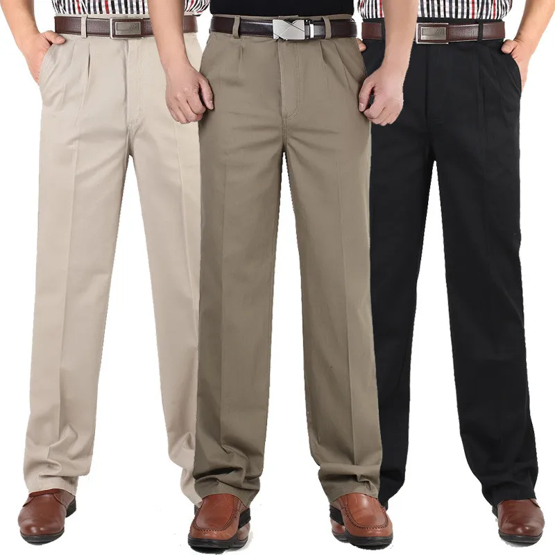 Весна и лето тонкие мужские повседневные брюки с высокой талией двойные