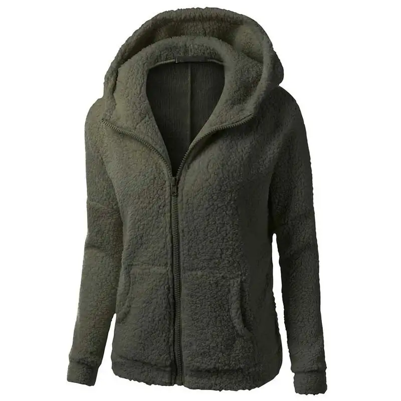 Новая женская куртка с капюшоном плюшевая трикотажная кофта на молнии флисовое