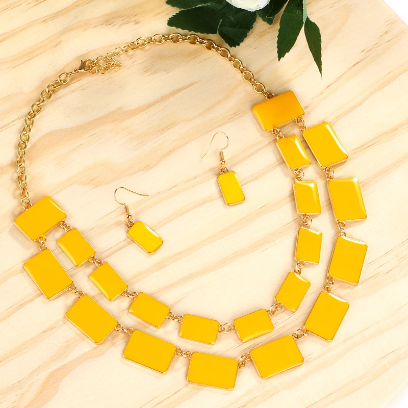 Свадебное ювелирное изделие эмаль желтые бусины кисточки преувеличенный чокер