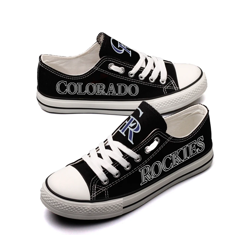 Low Top Black Casual Canvas Shoes Customize Baseball Team Design Men Walking Espadrilles For Colorado City Fans | Обувь