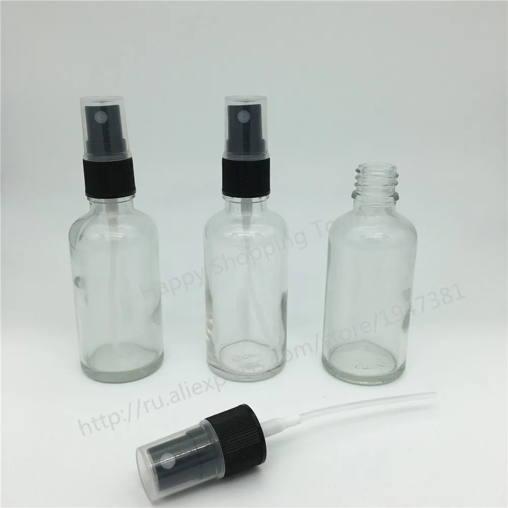 

500pcs 50ml Transparent Glass Bottle With Lotion sprayer, Essential Oil Spray Glass Bottle Factory Wholesale