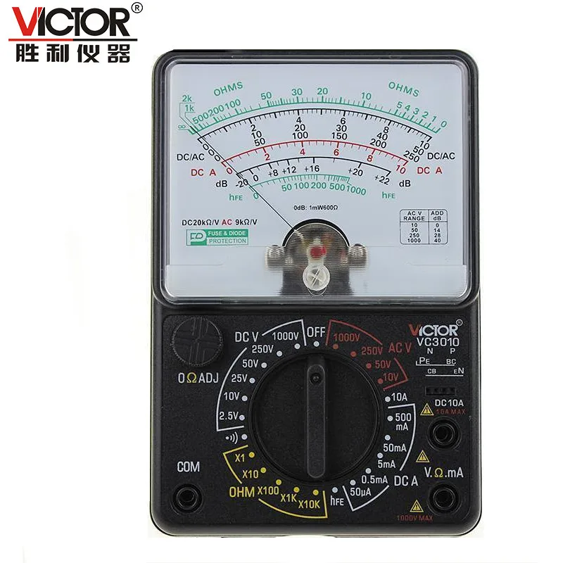 Victor VC3010 подлинный указатель Универсальный мультиметр Высокая точность многоконтурная защита механический ручной Диапазон мультиметр
