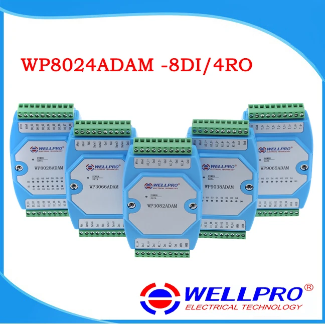 

WP8024ADAM ( 8DI / 4RO ) Digital input and Relay output modules / Optocoupler isolated / RS485 MODBUS RTU communications