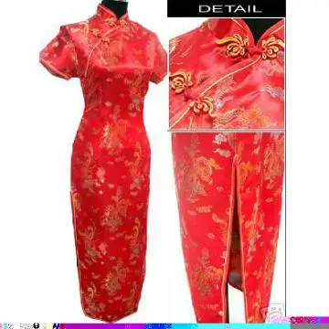 Большие размеры, S-6XL, Черное женское шелковое атласное Cheongsam Qipao, китайское женское новое вечернее платье, национальная одежда, летнее платье WC036 - Цвет: Red