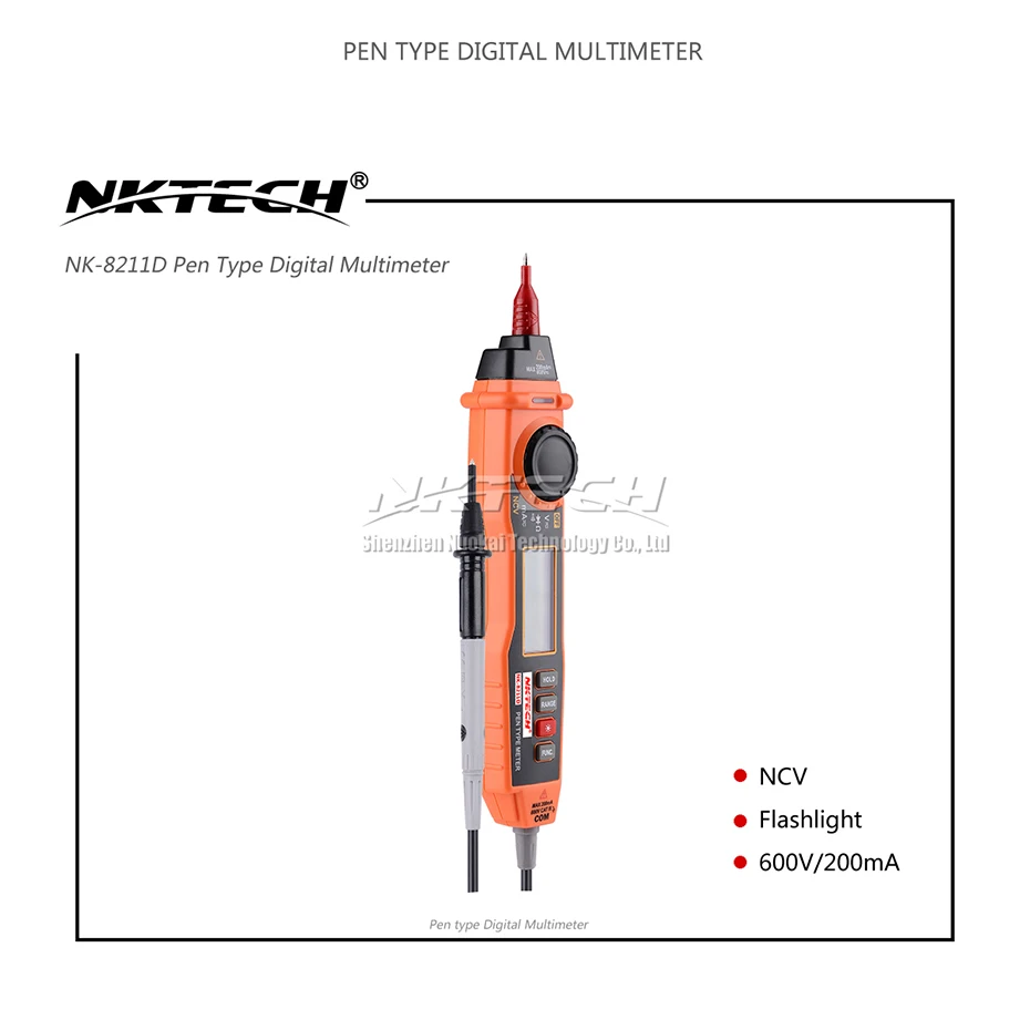 NKTECH NK8211D цифровой Ручка Тип мультиметр 2000 граф Автоматический диапазон зонд AC DC напряжение тока Электрический тестер NCV детектор MS8211