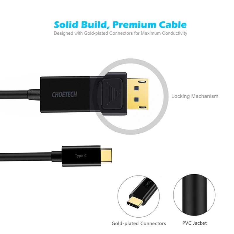 Choetech Usb type C для Displayport Кабель-адаптер S8 Plus 4Kx2K @ 60 Гц Usb-C Dp кабель Macbook Pro 2017/2016 |