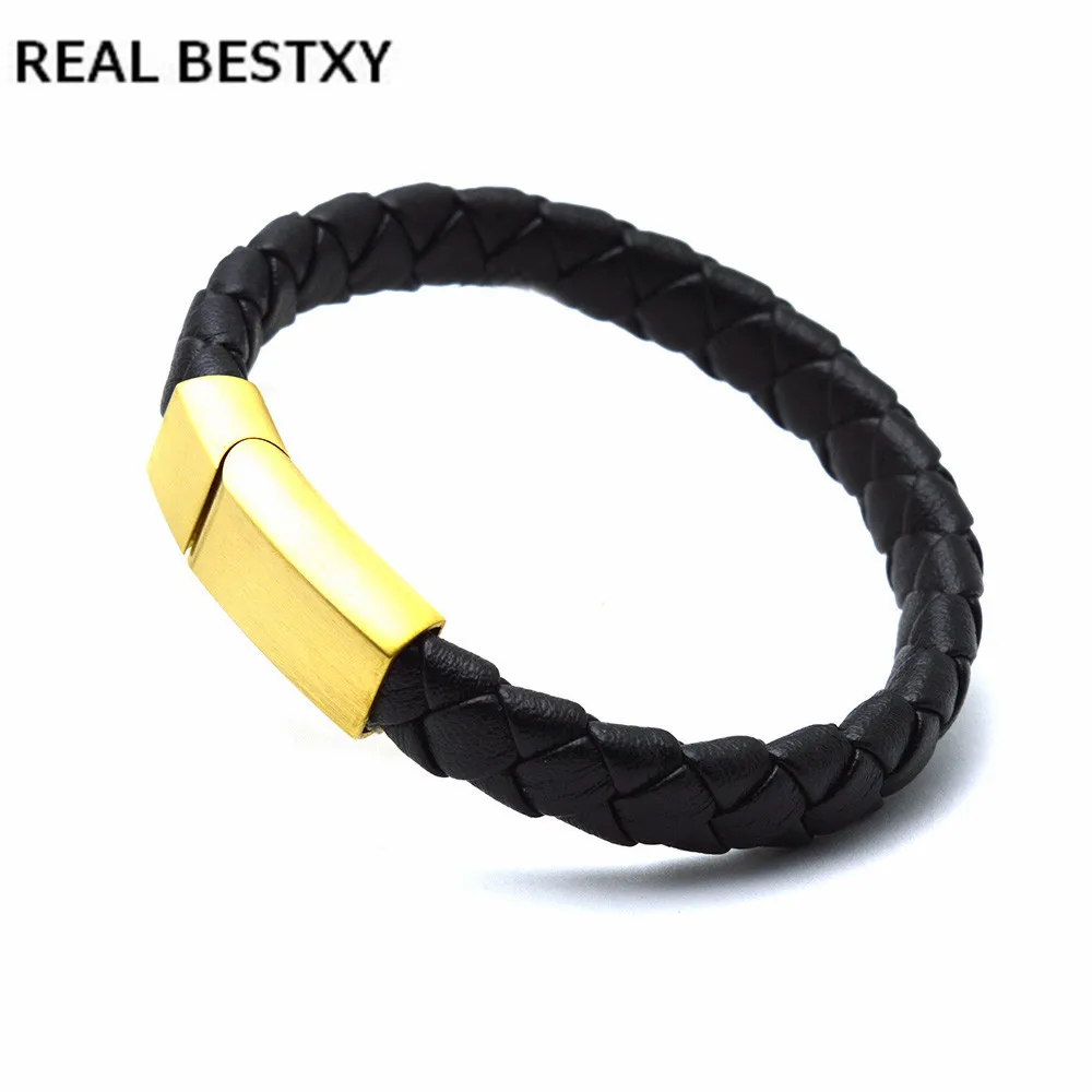 Браслет из натуральной кожи браслет нержавеющей стали с магнитной