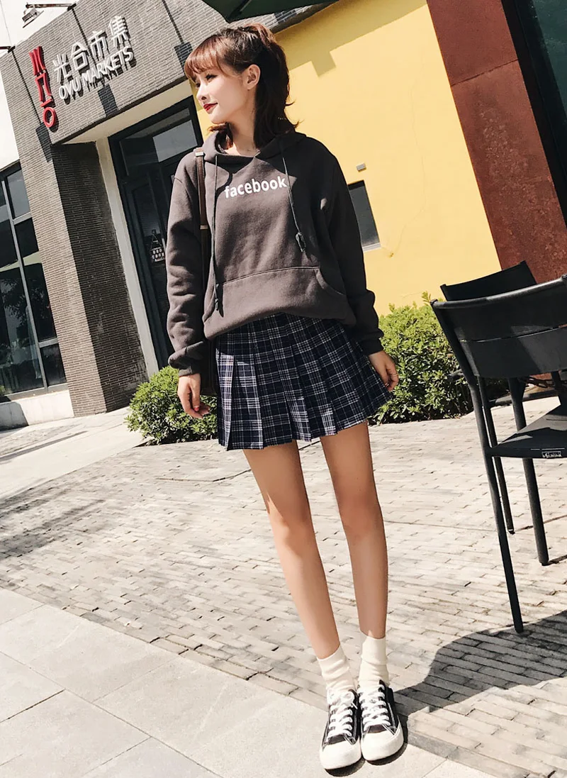 XS-3XL Harajuku Для женщин Мода Лето Высокая талия плиссированная юбка ветер Косплэй клетчатая юбка Kawaii женские юбки