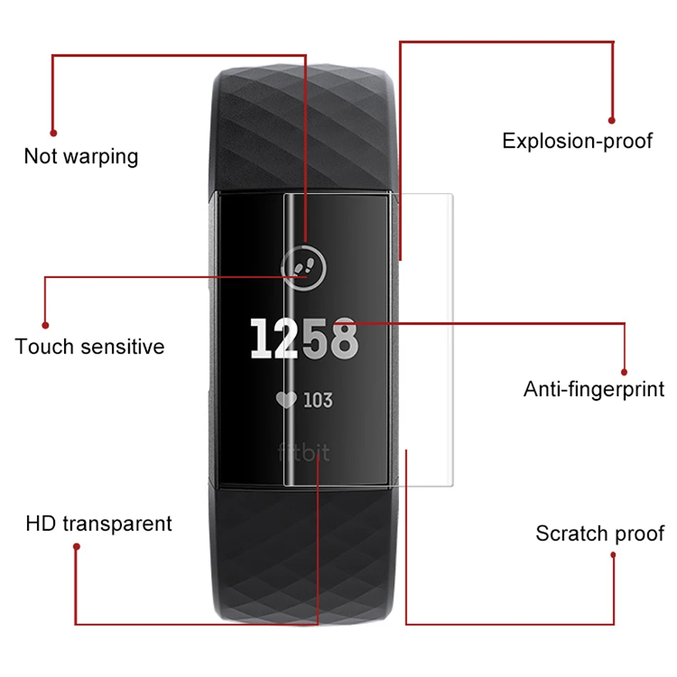 Для Fitbit Charge 3 Защитная изогнутая плёнка полностью покрывающая смарт-защитная пленка для часов анти-отпечатков пальцев Smartwatch аксессуары
