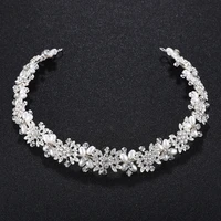 luxury clear crystal bridal hair vine pearls wedding hair jewelry accessories headpiece women rhinestone pageant crown headbands