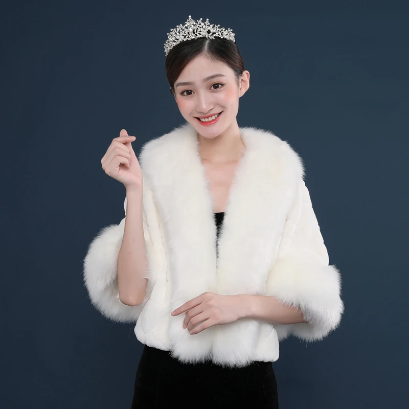 Новинка свадебное зимнее болеро Женская шаль из искусственного меха элегантная
