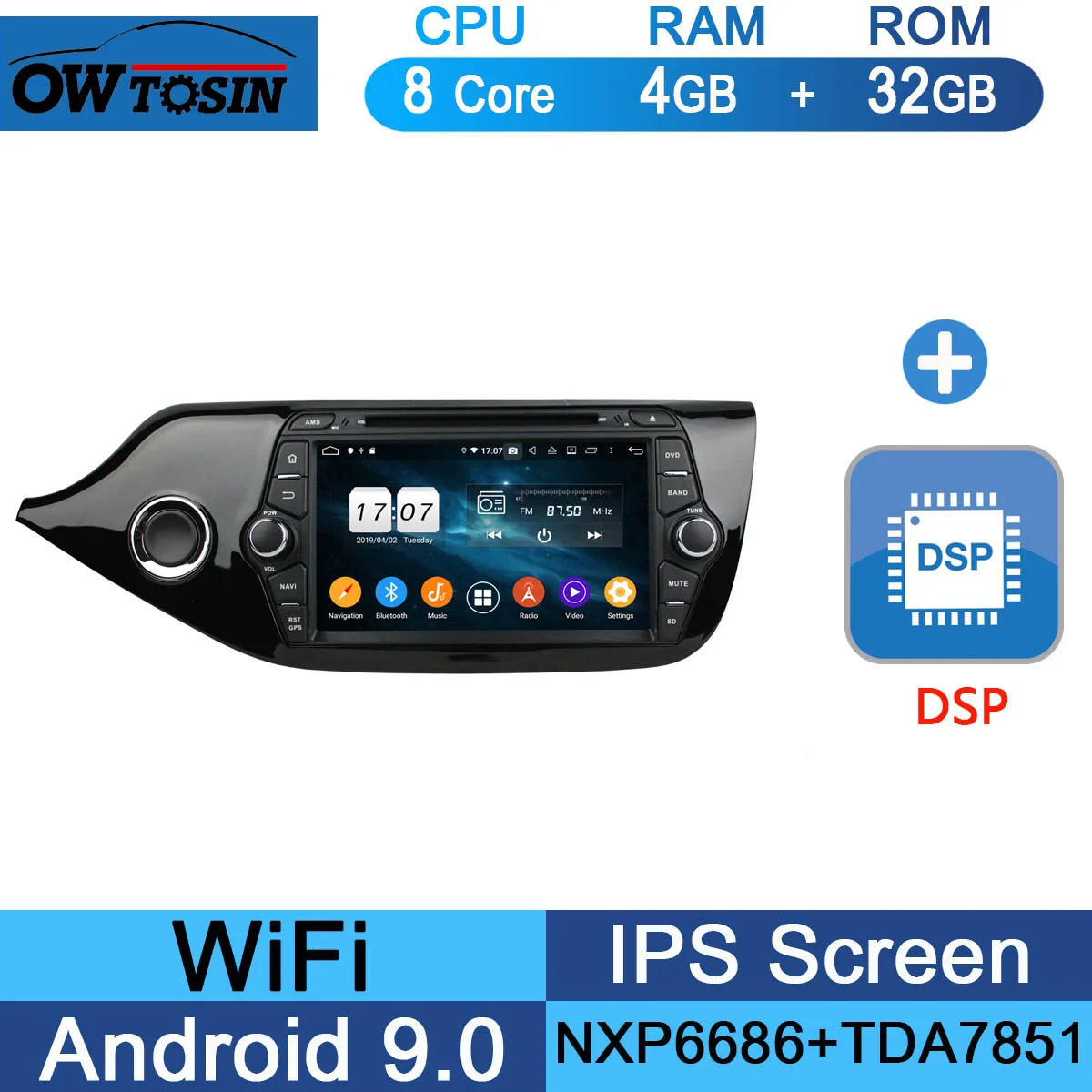 32G DSP " ips Octa 8 ядерный 4 Гб ОЗУ+ 64 Гб ПЗУ Android 9,0 Автомобильный DVD Радио gps Navi для Kia CEED 2013 DSP CarPlay Parrot BT - Цвет: 32G DSP