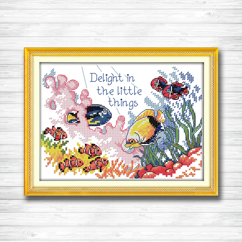 Тропические рыбы животных мультфильм декор живопись Счетный напечатанный на