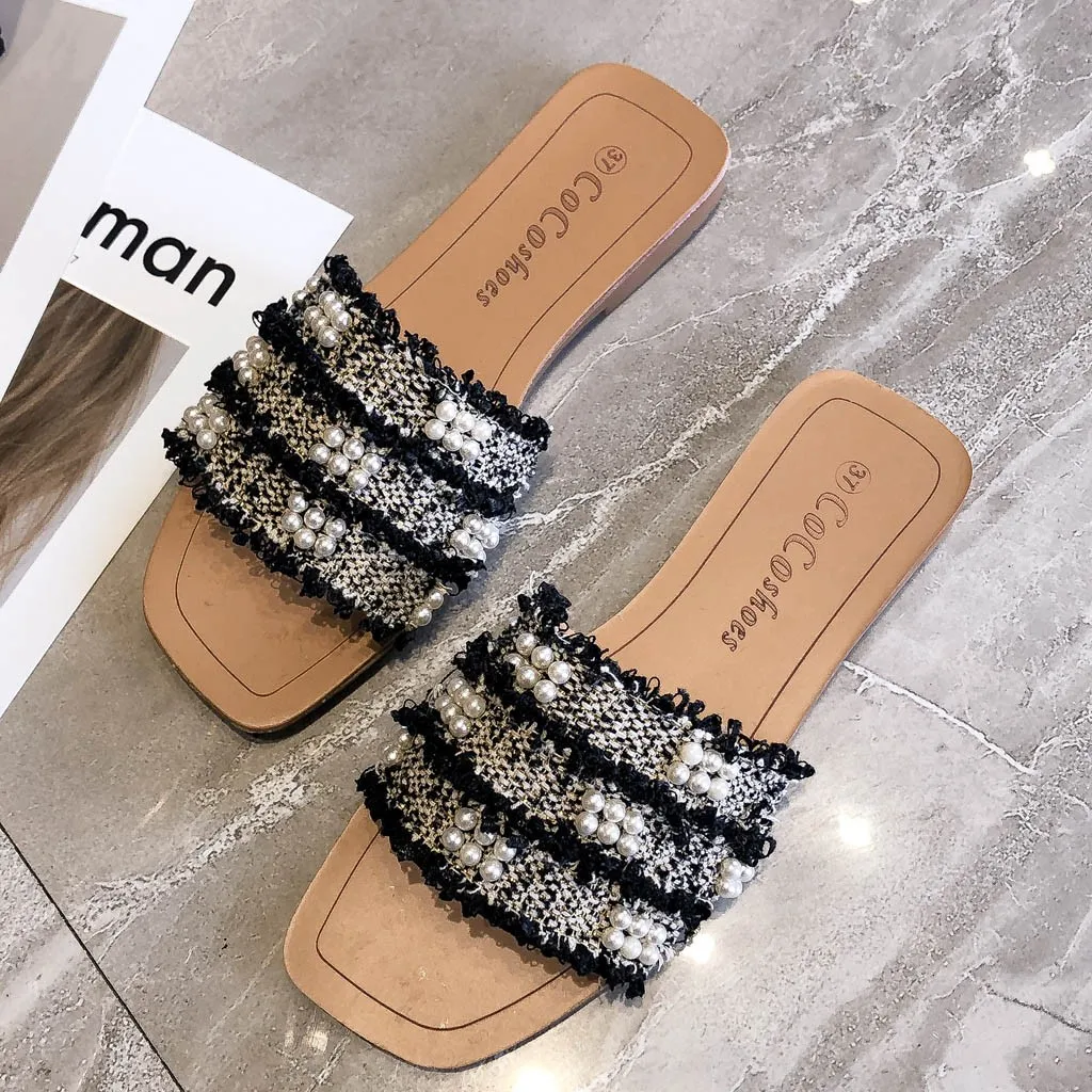 SAGACE для женщин Сезон лето С открытым носком Тапочки универсальный плоский