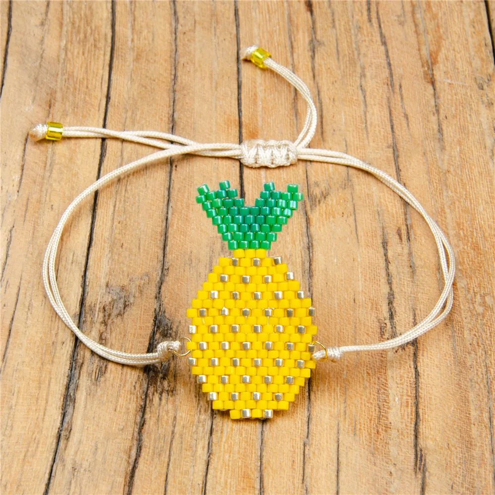 Shinus 10Pcs/lot MIYUKI Bracelets Pineapple Bracelets Big Eye Bohemia Handmade Charm Bracelets Rope Chain Girls Jewelry Gifts