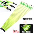 12 шт. охотничий блочный лук стрельба из лука 30 дюймов позвоночник 500 Углеродные болты для стрел + 6 шт. id6, 2 мм светодиодный светящийся наконечник для стрельбы из лука