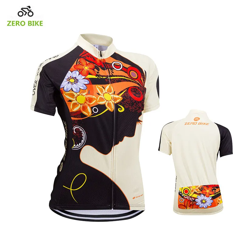 

ZEROBIKE Summer MTB Women's Cycling Jersey Short Sleeve Breathable Quick Dry Full Zip Cycling Clothing Shirt bicicleta