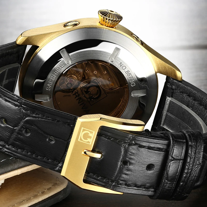 Карнавальный бренд Роскошные мужские часы японские MIYOTA автоматические