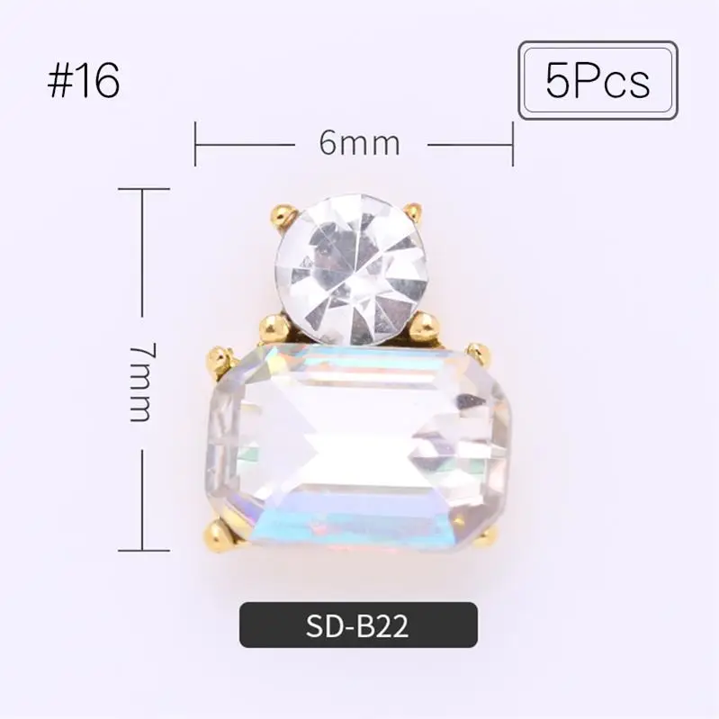 5pcs pattern-16 5 шт./упак. смешанный шаблон для ногтей Стразы с металлизированными украшениями, с заклепками Голубой AB Цвет ногтей аксессуары 3D самодельные Украшения для ногтей - Цвет: 5pcs pattern-16
