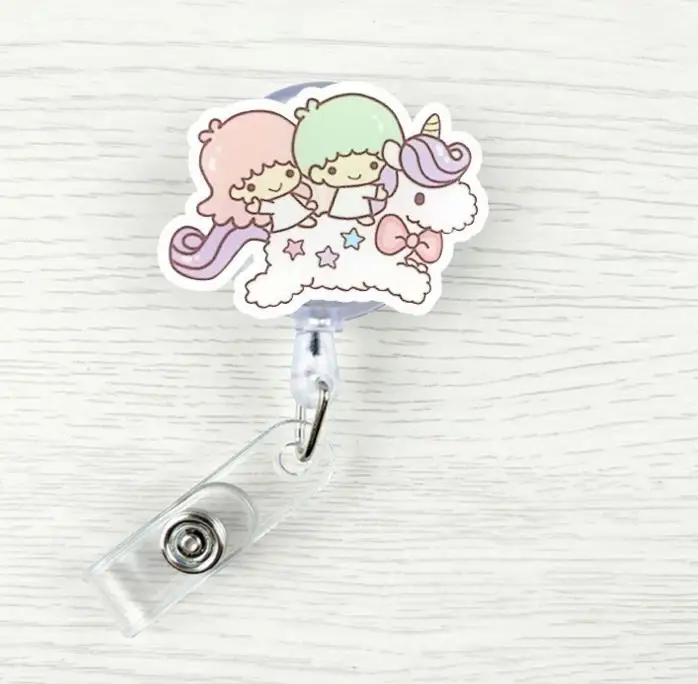 1 шт. Kawaii животное Близнецы мультфильм выдвижной значок катушка Студенческая медсестры Exihibiton ID Имя карты держатель значка канцелярские принадлежности