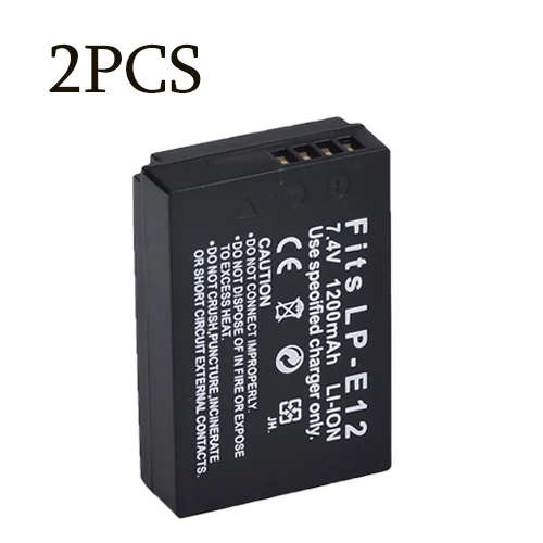 Высокое качество 7,4 V 1200 мА/ч, литий-ионный аккумулятор LP-E12 батарейный блок камеры LPE12 для цифровой однообъективной зеркальной камеры Canon EOS 100D EOS M M2 - Цвет: 2PCS