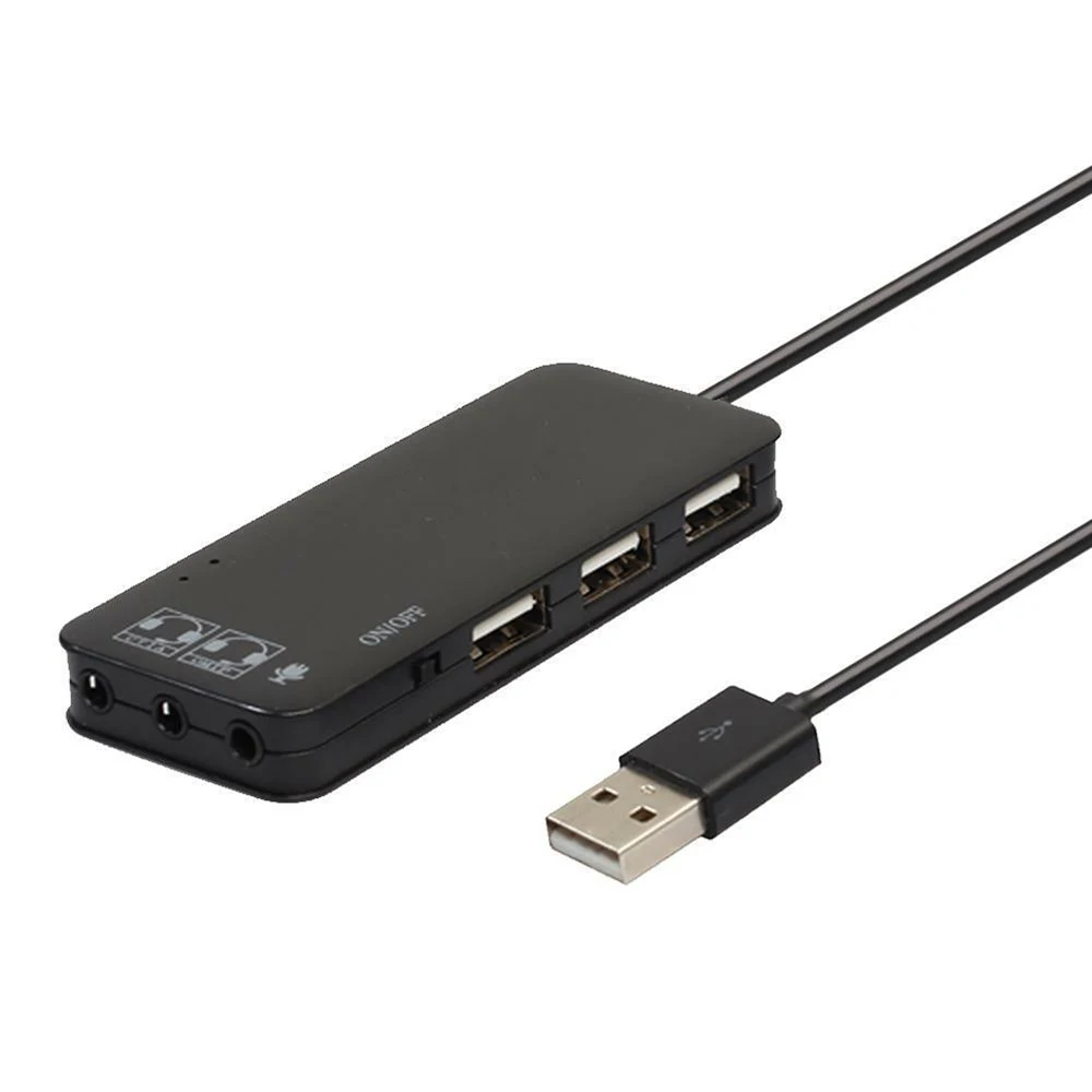 Концентратор USB 2 0 интерфейс внешний 7.1CH звуковые карты 3-портовый наушники