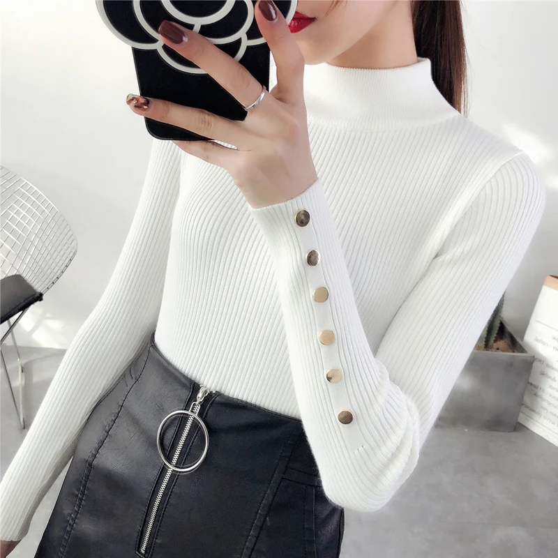 

Women Turtleneck Sweater Thick 2020 New Autumn Winter Korean Basic Pullover Sweaters Elastic Slim All Match Tops Short Knitwear