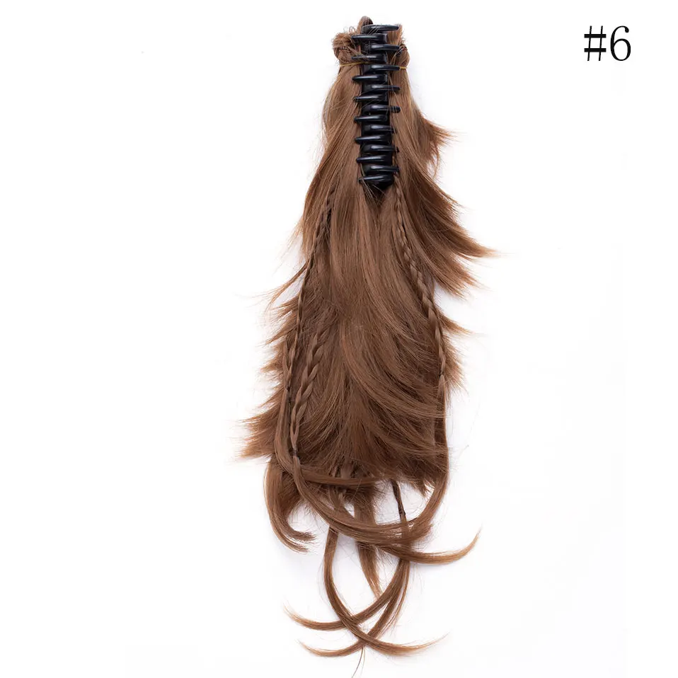 light brown SNOILITE, 12 дюймов, синтетические, сделай сам, волосы, черные, коричневые, косички, коготь на конском хвосте, на заколках, волосы для наращивания, конский хвост, шиньоны - Цвет: light brown