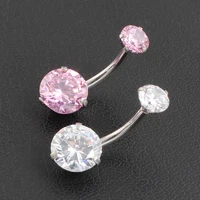 aaacz round zircon jeweled style belly button ring body piercing jewelry navel ring piercing 316l stainless steel