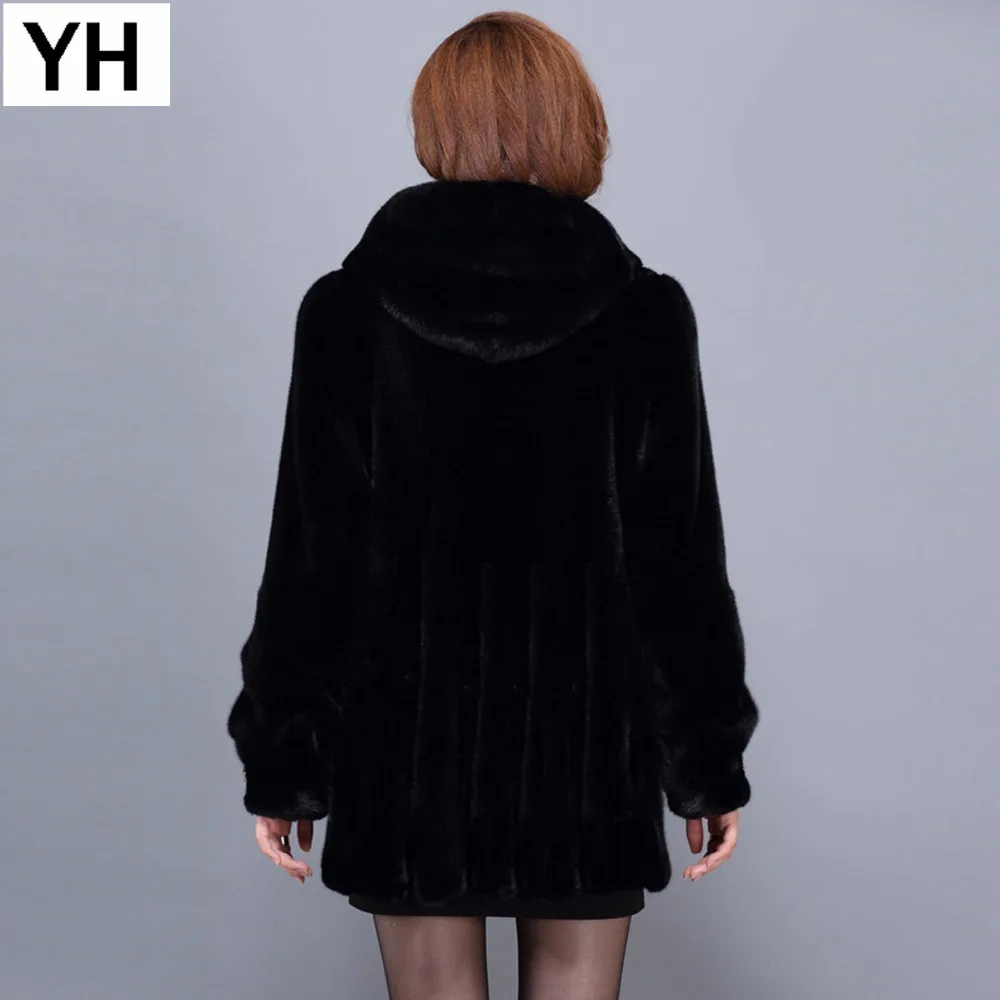 Новая модная зимняя длинная стильная женская шуба из натурального меха норки с