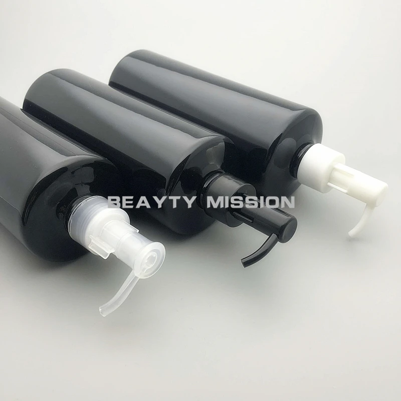 Beauty Mission 12 шт./лот 500 мл черная ПЭТ бутылка насос эфирного масла пустые очищающие