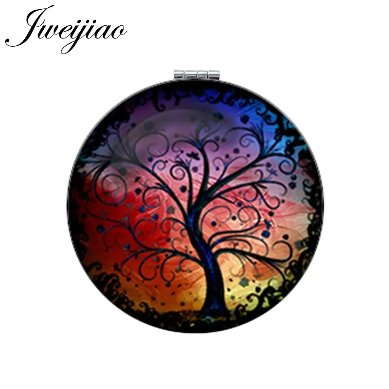 Круглое зеркало для макияжа JWEIJIAO Gree Life Tree складное компактное портативное с