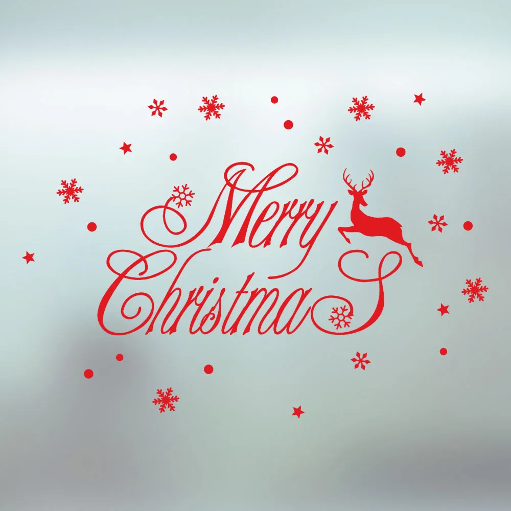 2019 Счастливого Рождества лося снежинки стикеры на стену Праздничные наклейки