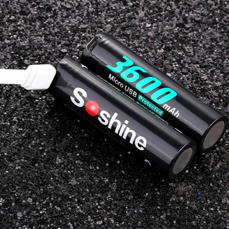 4 шт. Оригинальная Аккумуляторная Батарея SOSHINE 18650 3 7 В 3600 мАч со встроенным Micro USB