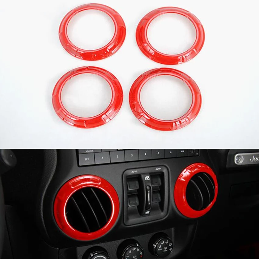 

Auto Car Interior Air Conditioner Outlet Vent Frame Trim Ring Sticker Fit For Jeep Wrangler JK 2011-2016 Car-styling