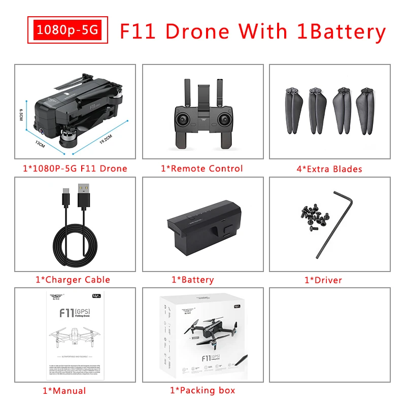 F11 1B Для SJRC F11 Дрон с GPS 5 г Wi Fi FPV системы с 1080 P камера 25 минут время полета бесщеточный селфи жест управление складной RC Quadcopter - Цвет: F11 1B