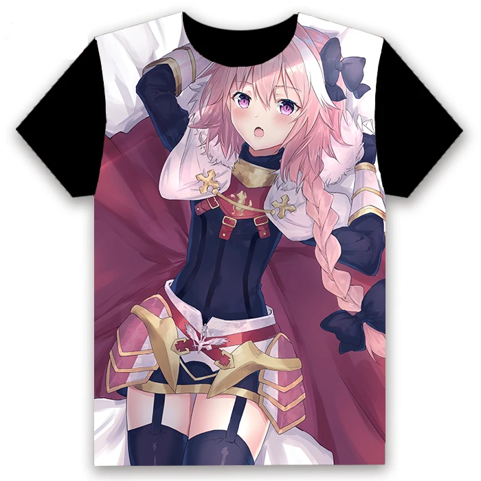 Футболка Аниме Манга Fate/Apocrypha Astolfo с принтом Косплей короткий рукав для женщин и мужчин Черная футболка Топы Повседневная летняя забавная рубашка