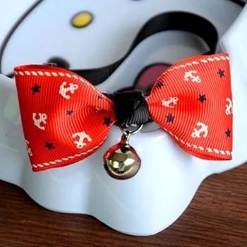 Red Anchor Lacontrie разноцветный милый галстук-бабочка для кошек, собак, галстук-бабочка воротник, товары для домашних животных, колокольчик, Ошейник 1 шт - Цвет: Red Anchor
