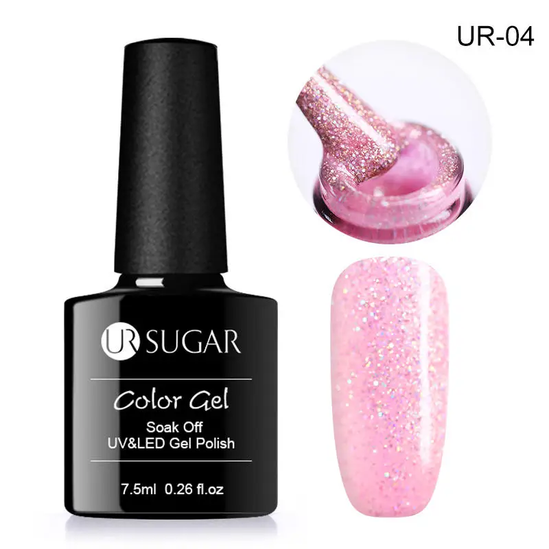 Ur Sugar 7,5 мл УФ-гель для ногтей голографический Блестящий Гель-лак для ногтей светодиодный Soak Off гель для ногтей Лаки маникюрный лак - Цвет: Многоцветный
