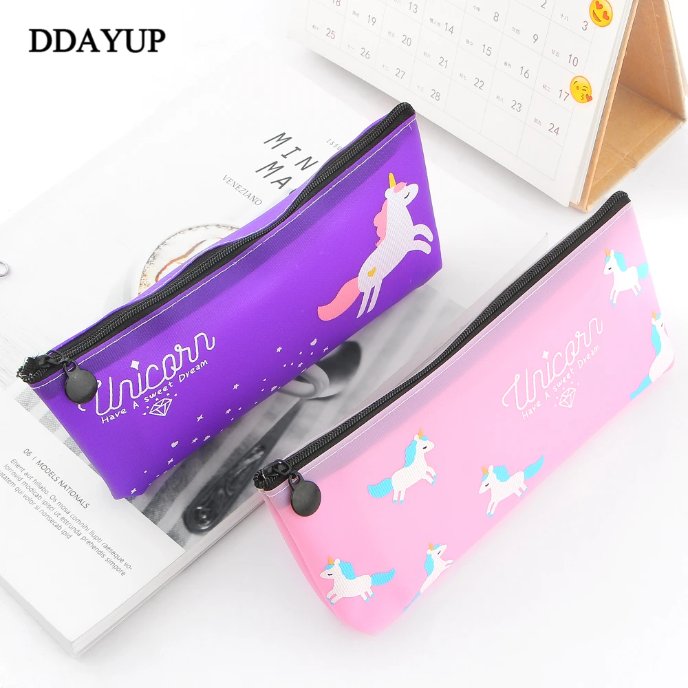 Kawaii Единорог силиконовый узкие яркого цвета сумка чехол для хранения