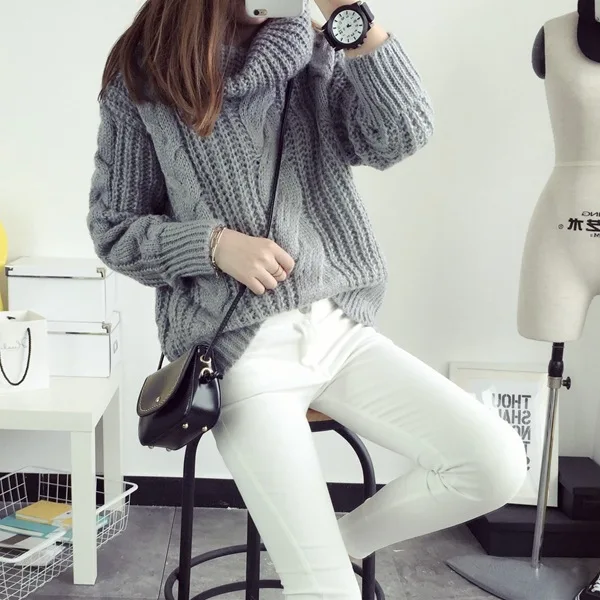 2019 new women's spring autumn winter thicken turtleneck pullover knitted sweaters women long slim sweater | Женская одежда